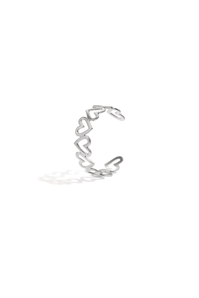 Yehwang Manchet armband Hart Zilverkleur - Bangle - RVS - Nikkelvrij