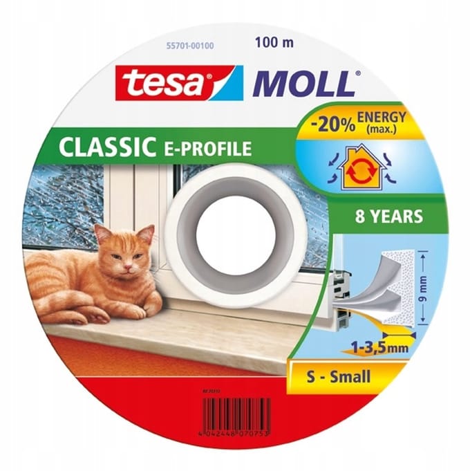 Tesa - Tesa Moll Serie - Witte Rubber Tochtstrip - 100m - E-profiel