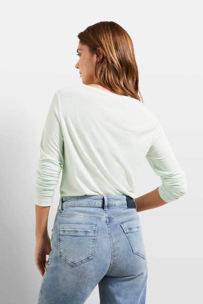 Bugatti Damen Shirt met lange mouwen en ronde hals