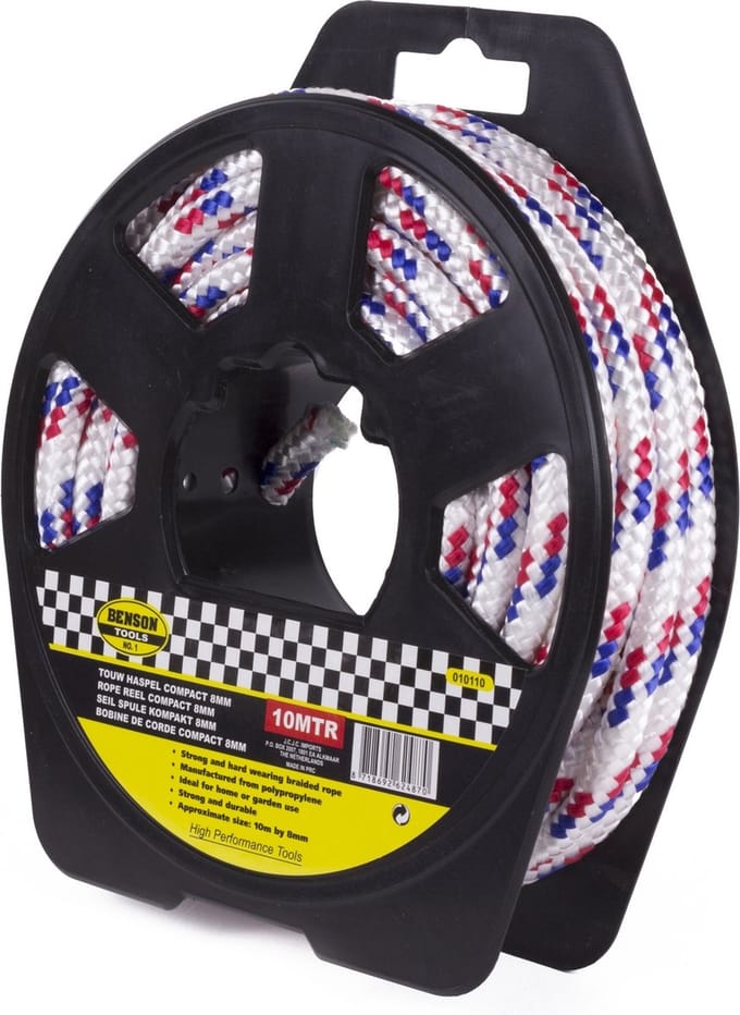 Benson Nylon Koord - Touw 8 mm x 10 meter - op Haspel