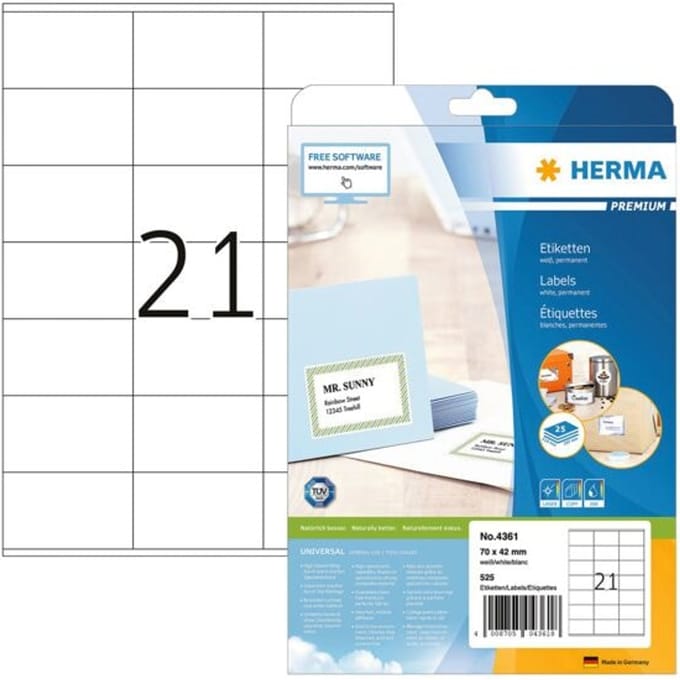 Huismerk Herma 4361 Universele Etiket 70x42mm Wit