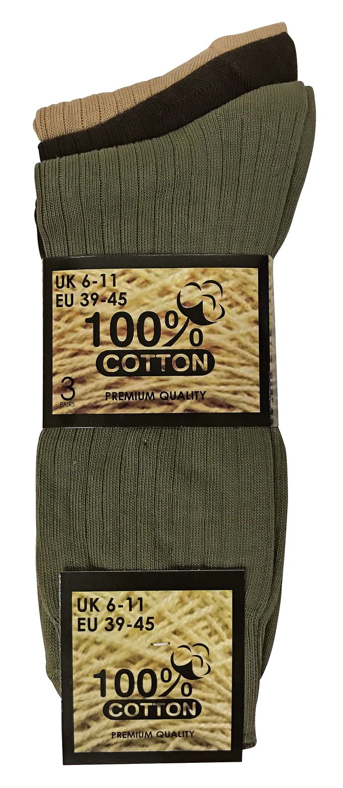 Set van 6 geribbelde, ademende herensokken van 100% katoen - Bruin