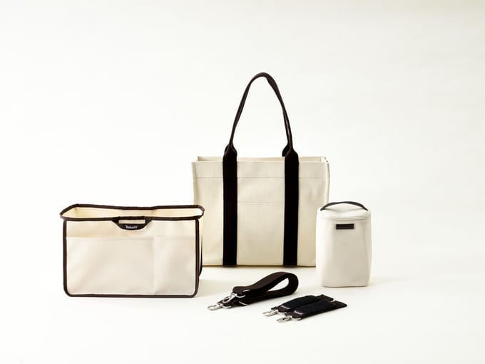 Bebefit Ally Tote Bag - Complete Luiertas Set met Organizer - Creme Beige / Donker Bruin