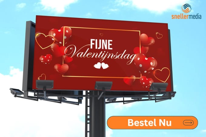 Fijne Valentijnsdag Rode Spandoek 100x200cm