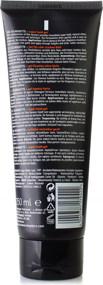 Extreme Hold Gel Schwarzkopf Silhouette Extra Strong 250 ml