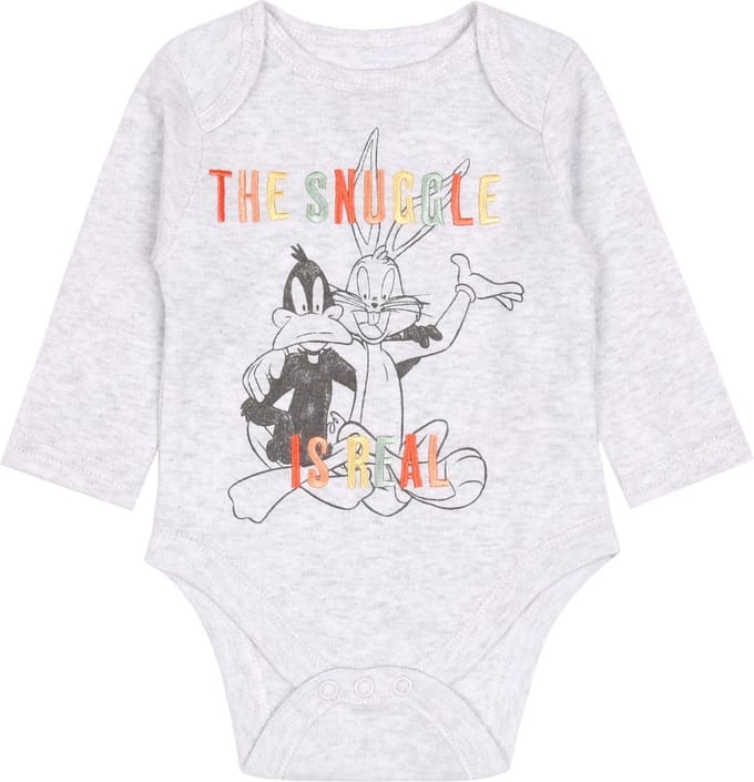 Grijs-witte set: rompertje, body, slabbetje, muts Bugs Bunny DISNEY OEKO-TEX 0-3 m 62 cm