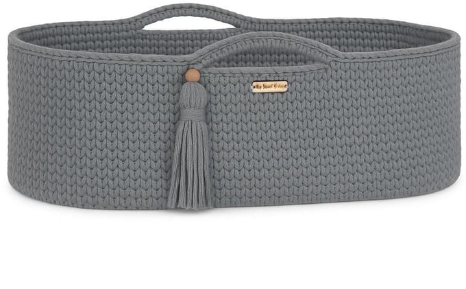 Moses mand BOHO Handgemaakt katoen met matras - donkergrijs