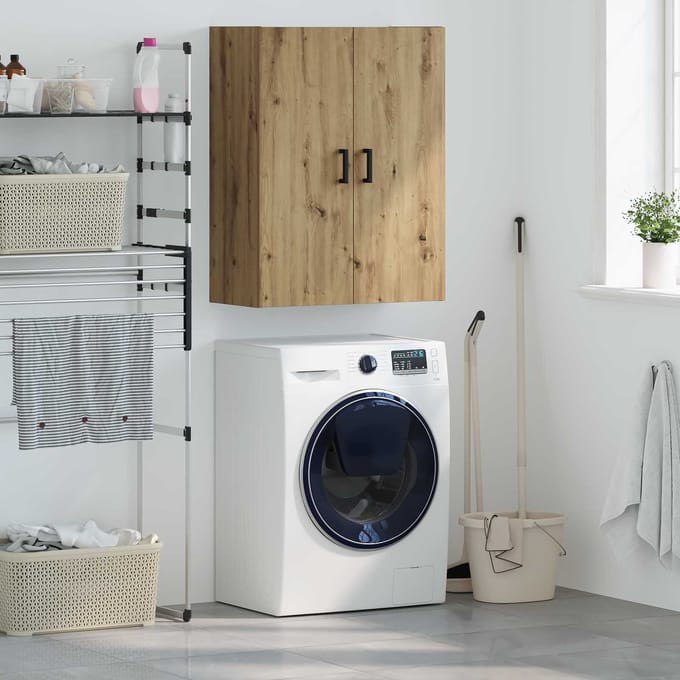 vidaXL - Wandkast - Artisan - Eiken - 69,5 - x - 34 - x - 90 - cm - Bewerkt - hout