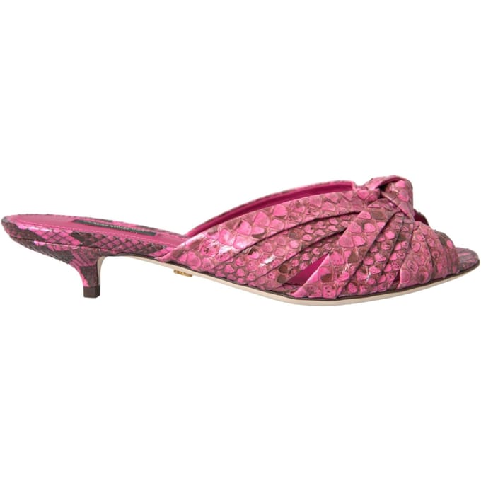 Dolce & Gabbana Roze Exotische Leren Kittenheels Slides Schoenen