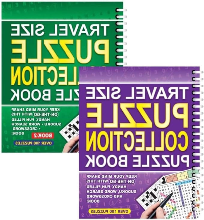 Puzzel Boek - Breinbrekers Collectie - Reizen Ontspanning - 3-in-1 Spel - A5 Formaat Set 2 - Multicolor