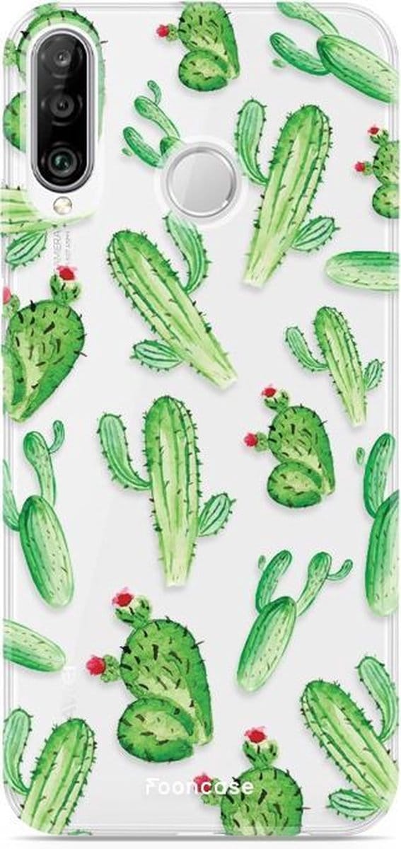 Fooncase Hoesje Geschikt voor Huawei P30 Lite - Shockproof Case - Back Cover / Soft Case - Cactus
