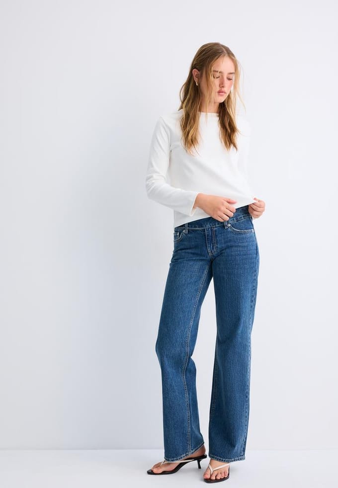 Stradivarius T-shirt met lange mouw en zachte touch  Ecru M