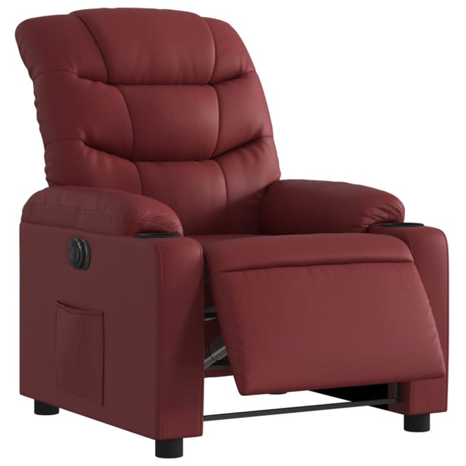 vidaXL - Fauteuil - verstelbaar - elektrisch - kunstleer - wijnrood