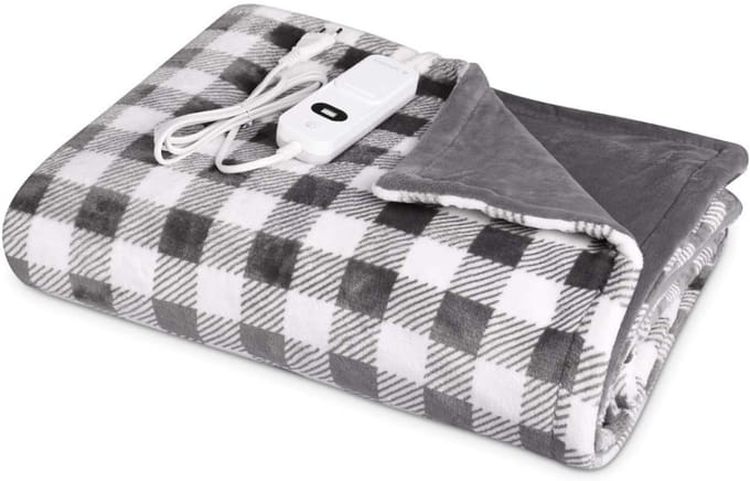 Fleece Blanket - Soft Plaid - Heated Blanket - {size} - Grijs met wit