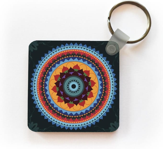 Sleutelhanger - Uitdeelcadeautjes - Mandala rangoli - Plastic