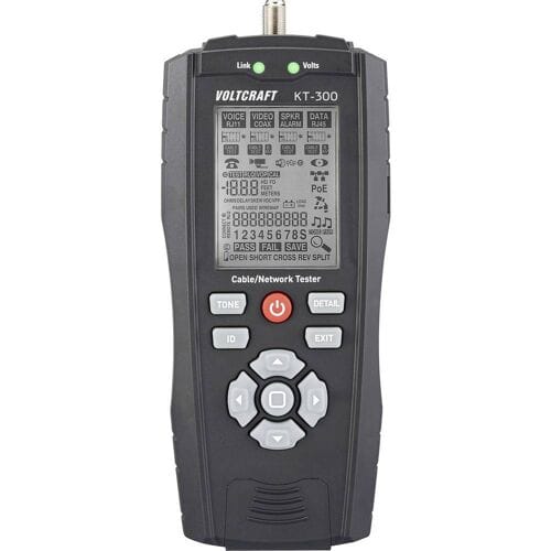VOLTCRAFT VC-17497100 KT-300 Kabeltester Meetbereik: Telecommunicatie, Netwerk