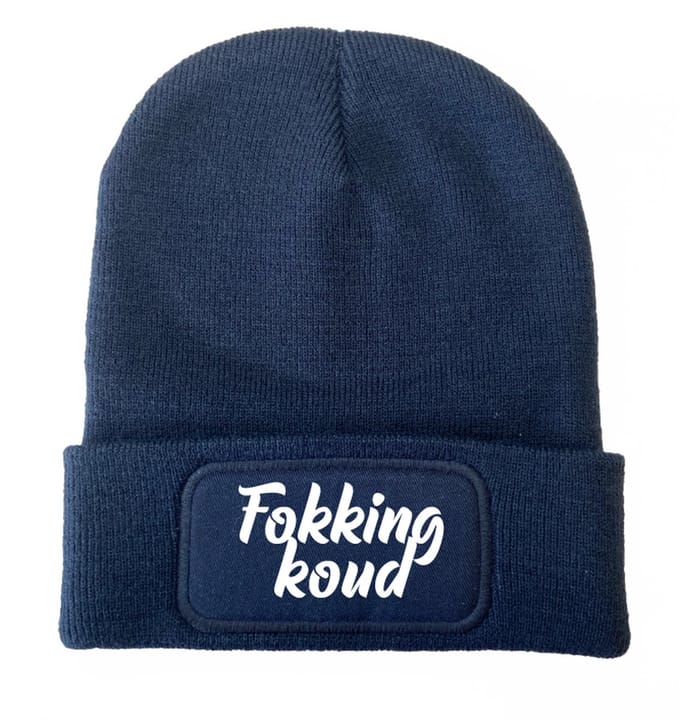 Wintermuts navy | wit - Fokking koud (cursief) - soBAD. | Unisex | Skimuts | Muts | Kou | met grappige tekst | Winter | Beanie