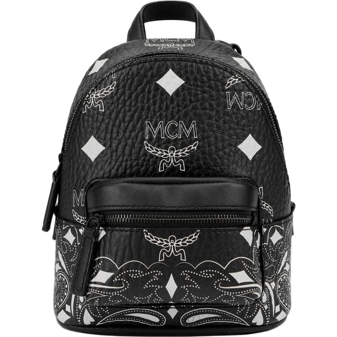 MCM Letter Combinatie Print Rits Canvas en Leer Rugzak Dames Rugzak Zwart MMKDAVE05BK001 Basic Set (Bag+Dust Bag)