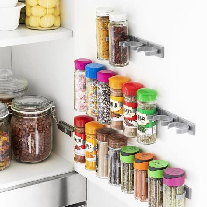 Porte-épices - InnovaGoods - Jarlock - Adhésif - 20 pots - Design original et portable gris