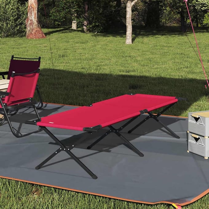 Vouwbed - Klapbed campingbed - Outdoor rusten - Stabiel stalen frame - 210 x 80 cm - Rood