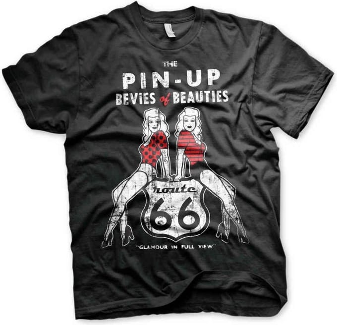Route 66 Heren Tshirt -XL- Pin-Ups Zwart