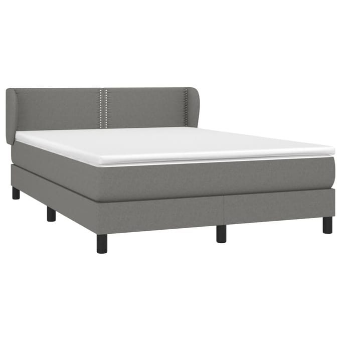 vidaXL - Boxspring - met - matras - stof - donkergrijs - 140x200 - cm