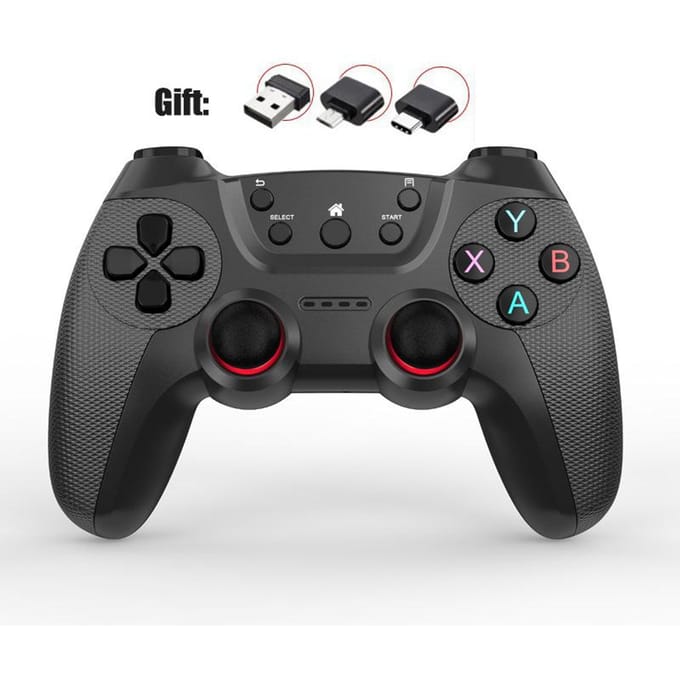 VAORLO Draadloze verdubbelt game Controller Voor Linux/Android telefoon Voor Game Box Game stick PC Smart TV Box 2.4G gamepad Joystick black