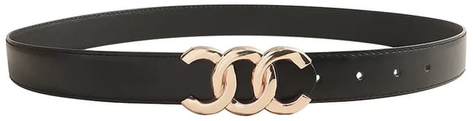Triple Chain Riem - Zwart/Zilver | Riemmaat 95 cm | Kunstleer / Staal