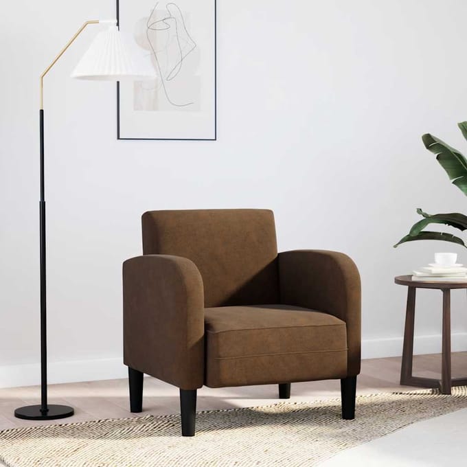 vidaXL - Fauteuil - met - armleuningen - 54 - cm - kunstleer - bruin