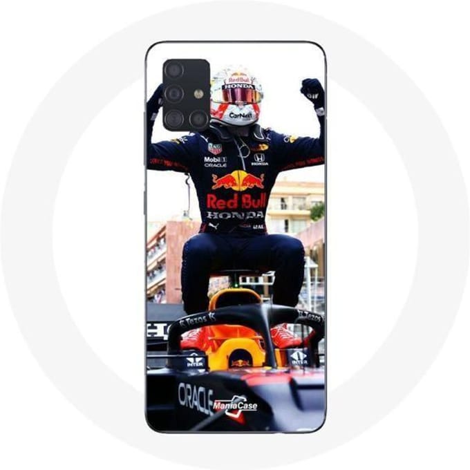 Coque pour Samsung Galaxy A71 Formule 1 Max Verstappen Pilote automobile F1 noir rouge et jaune