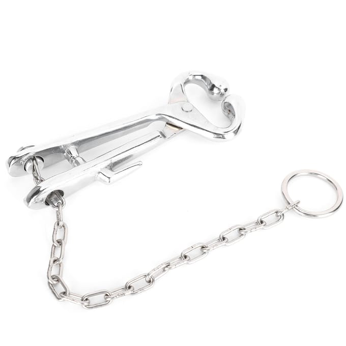 Koe-neustang RVS vee-neusringtang met ketting Cattle Traction Clamp gray