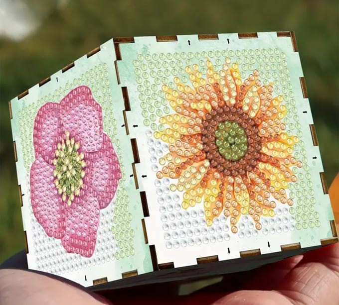 Diamond painting- kubus - dobbelsteen - bloemen