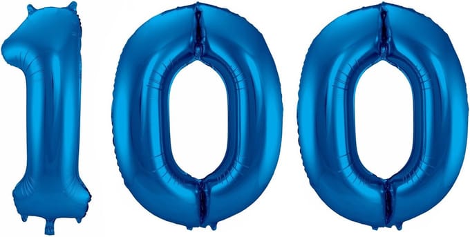 Cijfer ballonnen - Verjaardag versiering 100 jaar - 85 cm - blauw