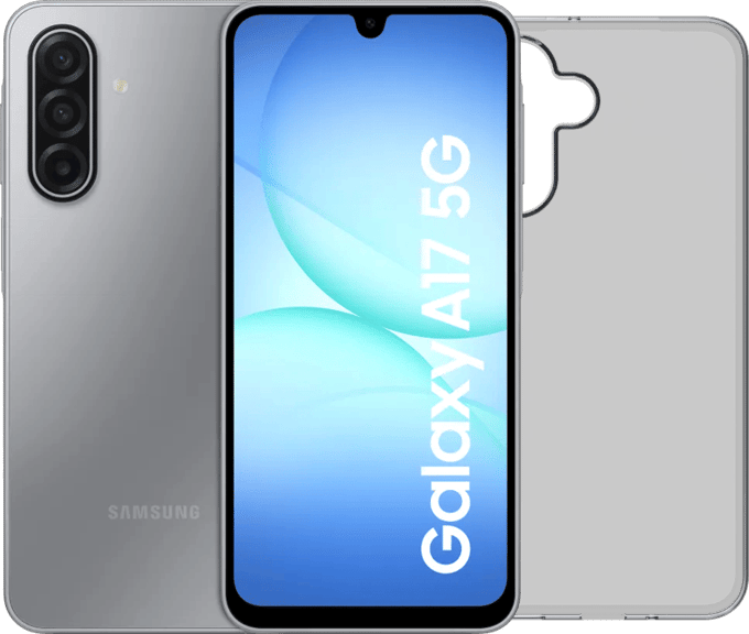 Samsung Galaxy A17 128GB Grijs 5G + BlueBuilt Back Cover Transparant