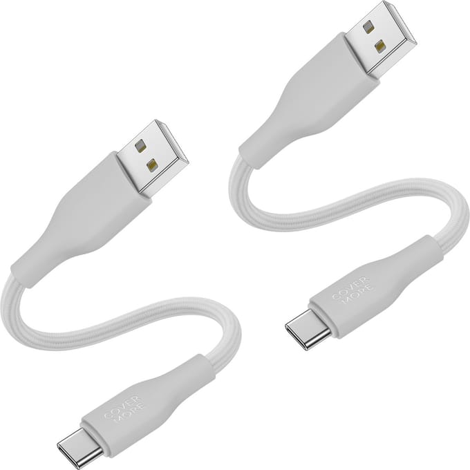 Usb A naar usb C kabel 30 cm kort - Oplaadkabel - Geschikt voor opladen android smartphone met usb C ingang - 2 stuks - Wit