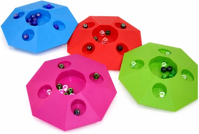 Engelhart Knikkerpot - met 10x knikkers - 22 cm - knikker speelgoed