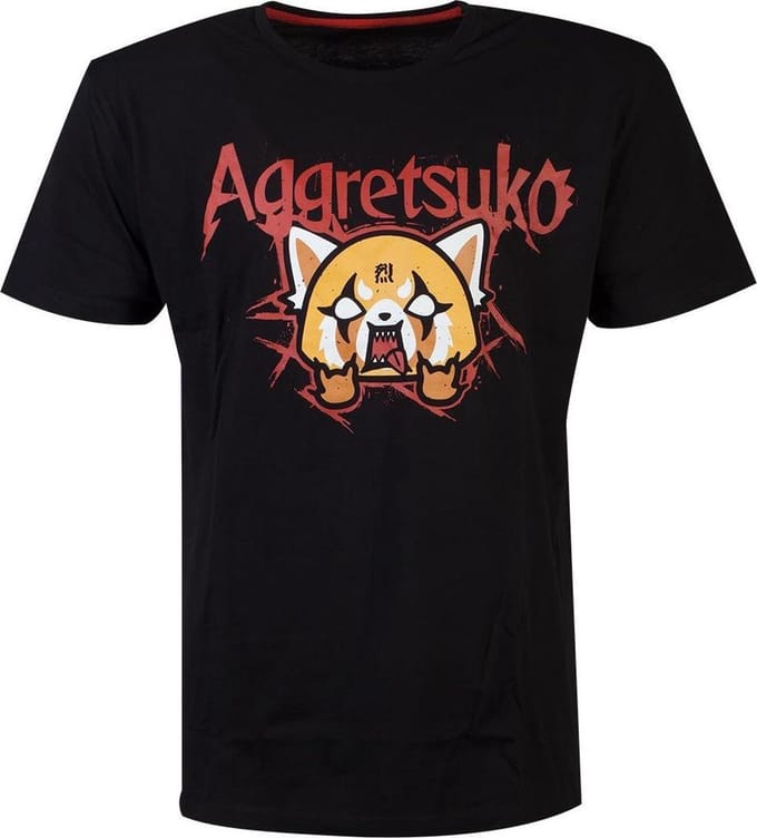 Aggretsuko Heren Tshirt -S- Trash Metal Zwart