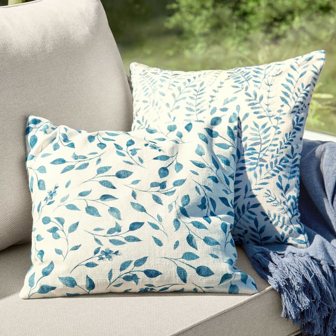 LOBERON Kussenhoes set van 2 Ocevara blauw/crème