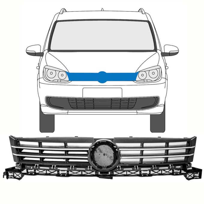 Grill voor Volkswagen Touran 2010-2015