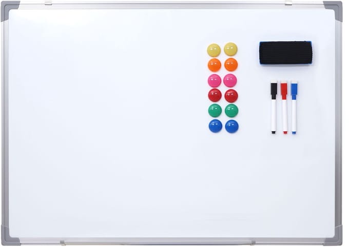 Whiteboard MCW-C84, magnetisch memobord prikbord, incl. accessoires ~ 60x45cm