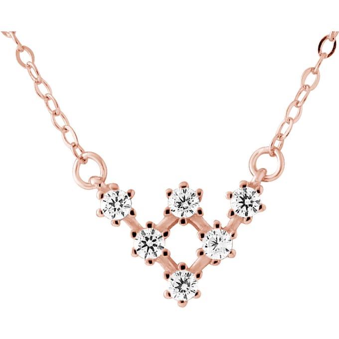 Ketting fleche 6 zirkoniumoxiden zilver 925 roze vergulde