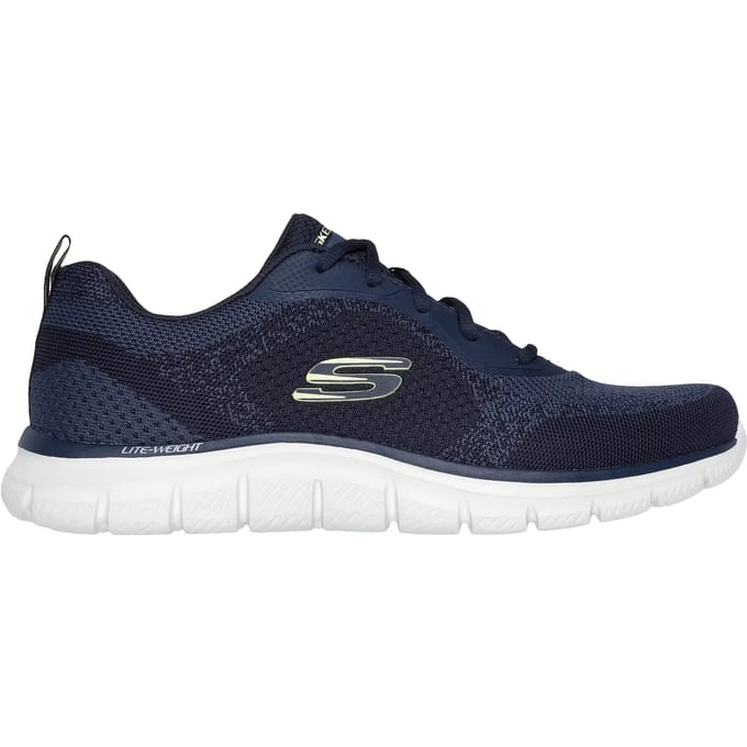 Skechers Track Glendor Polyester Heren Navy/Lime Trainers