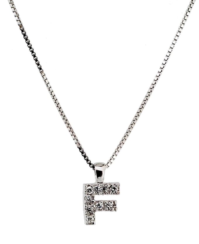 Orphelia Zilver Alphabet hanger met ketting 42 cm Zirconium