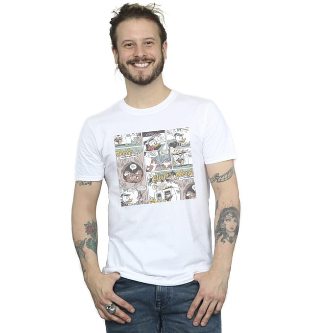 Disney Heren Knabbel en Babbel Strip-T-shirt (Wit)