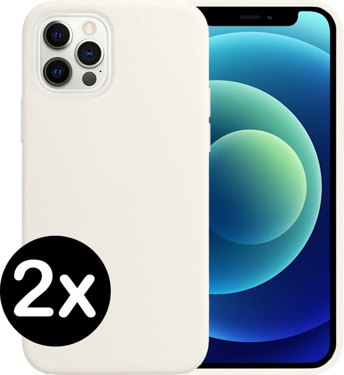 Hoesje - 2 Stuks - Geschikt voor Apple iPhone 12 Pro Max - Sterk & Shockproof - Case Siliconen - Back Cover - Telefoon Hoes - Wit