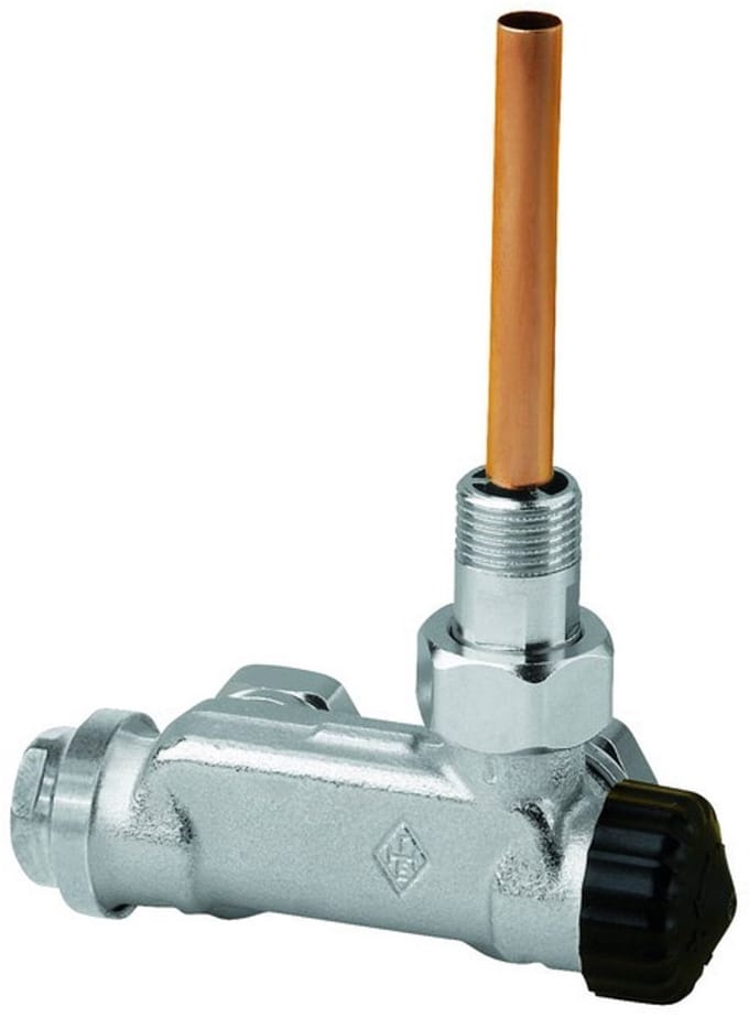IMI Hydronic Engineering HEIMEIER Ventiel E-Z Tweepijps Hoekvorm, DN 15, met dompelbuis, 3879-02.000