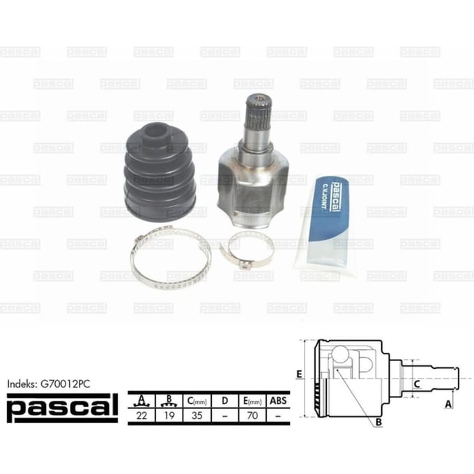 Homokineet reparatie set, aandrijfas PASCAL G70012PC