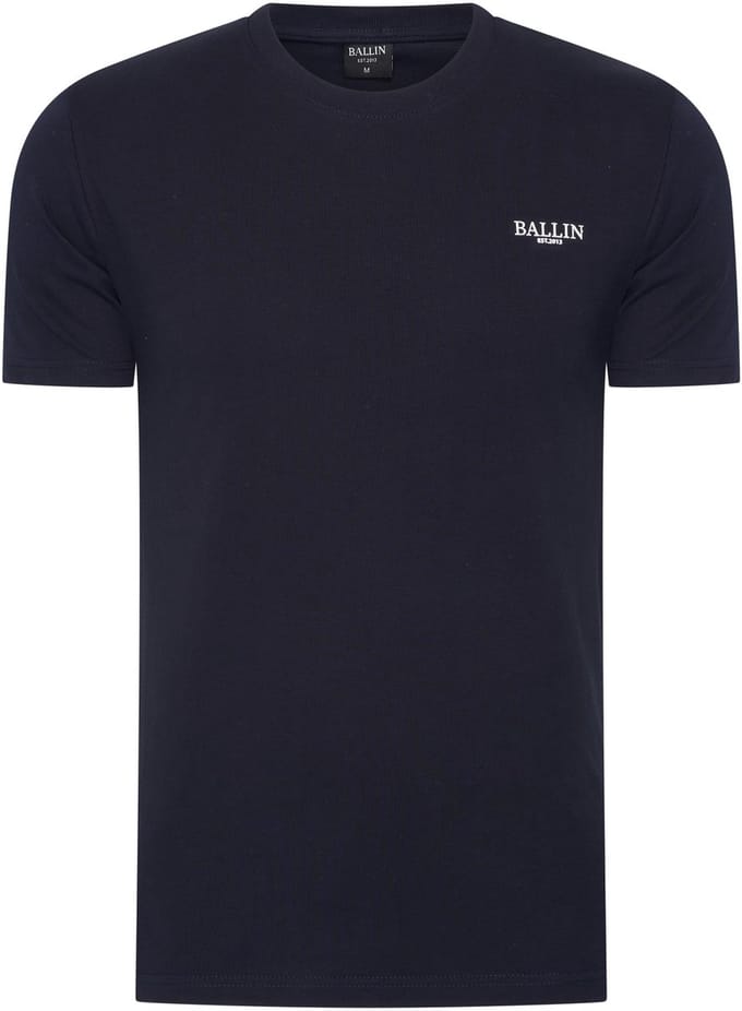 Heren Tee SS met Ballin Est. 2013 Flower Backprint Shirt Print - Blauw - Maat S