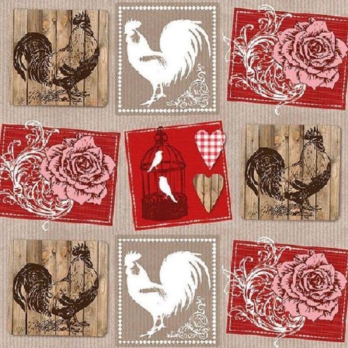 Ambiente Servetten Roses And Roosters 33cm 20 stuks