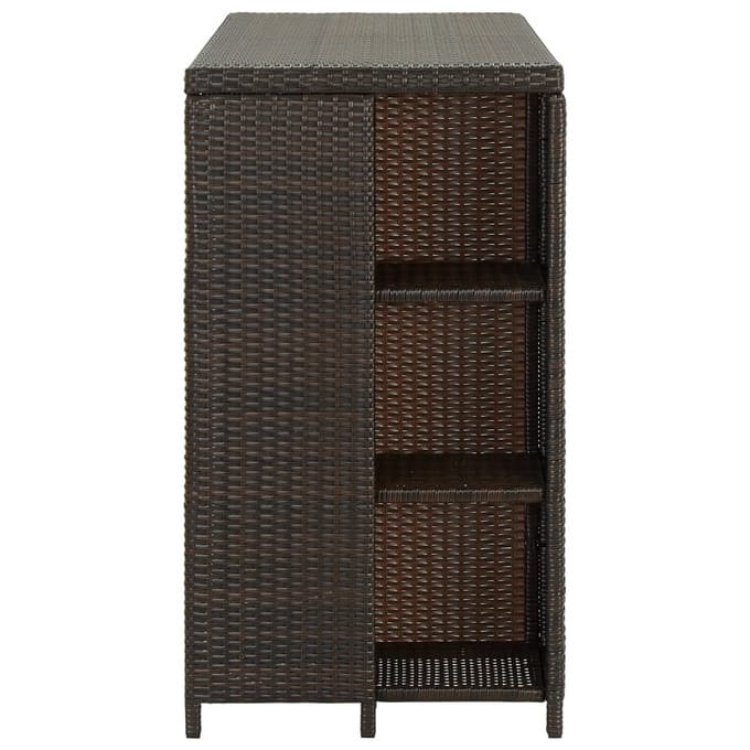 vidaXL - Bartafel - met - opbergrek - 120x60x110 - cm - poly - rattan - bruin